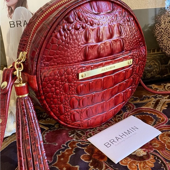 Brahmin RARE Belle Ruby Melbourne Canteen Croc Embossed Leather Crossbody NWOT - Picture 12 of 12